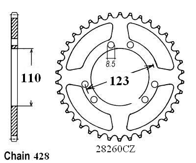 Corona Hrd 50 - 428 - 56 Denti - Simile a JTR2070