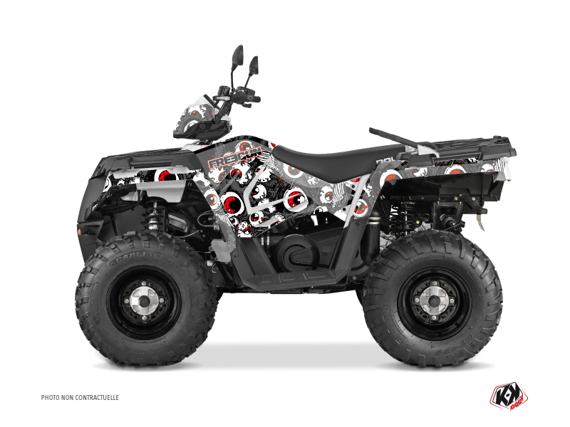 Kit Decorazione Quad Freegun Eyed Polaris 570 Sportsman Forest Grigio Rosso (2021-2023)