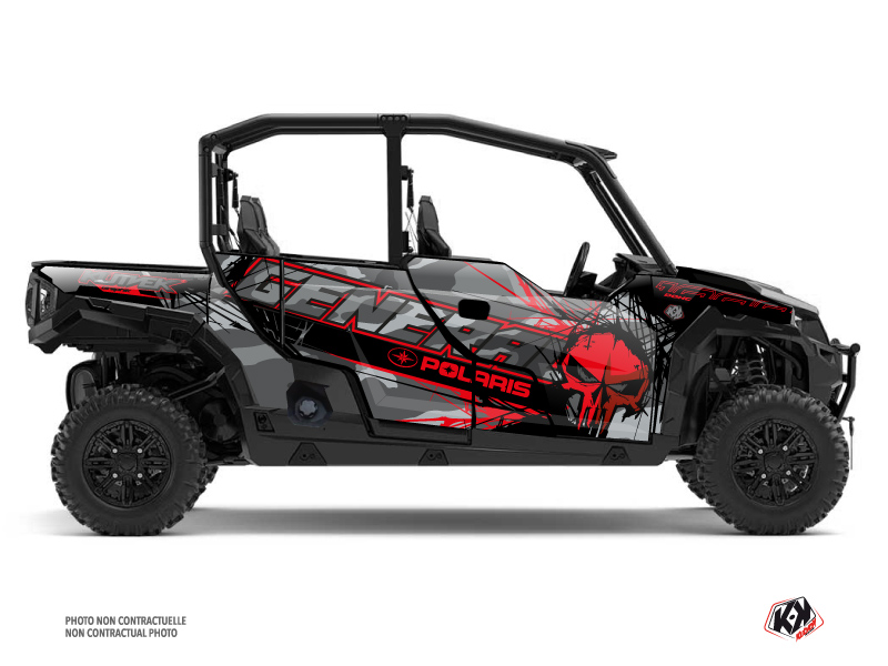 Kit Decor SSV Evil Polaris GENERAL 1000 4 porte Grigio Rosso (2017-2021)