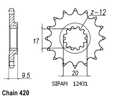 Pignone TT KTM - 420 - 12 Denti - Simile JTF2431 - Made in Germania