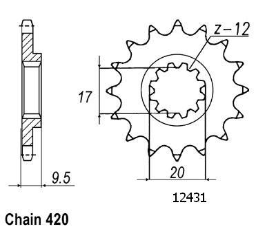 Pignone TT KTM - 420 - 14 Denti - Simile JTF2431 - Made in Germania