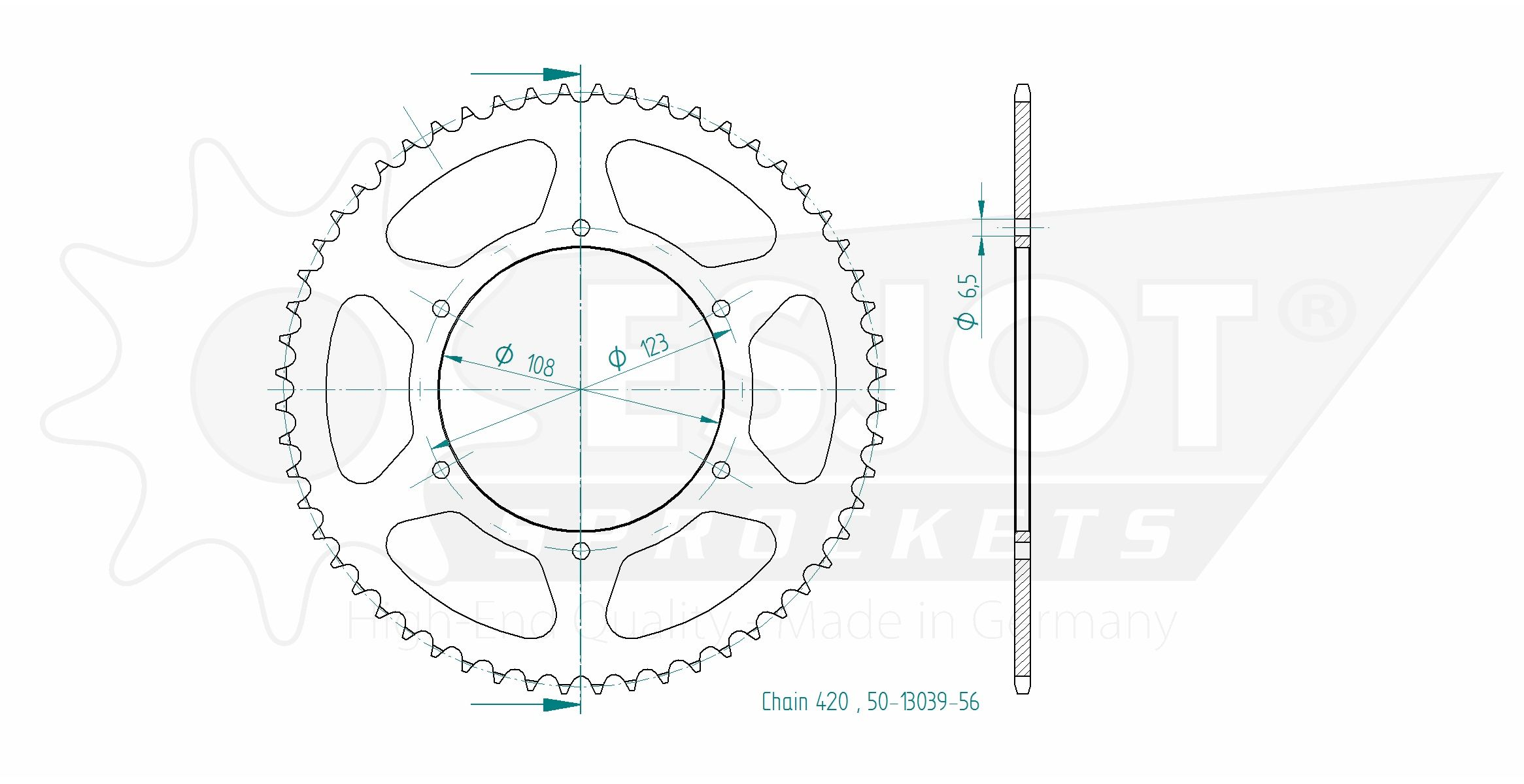 Corona in acciaio 56 denti - Passo 420 - Simile a JTR1133