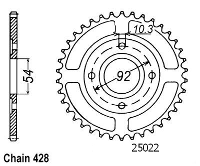 Corona in acciaio Yamaha - 428 - 49 Denti - simile JTR835 - Made in Germania