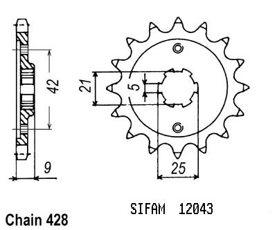 Pignone tt Yamaha - 428 - 19 Denti - simile JTF576 - Made in Germania