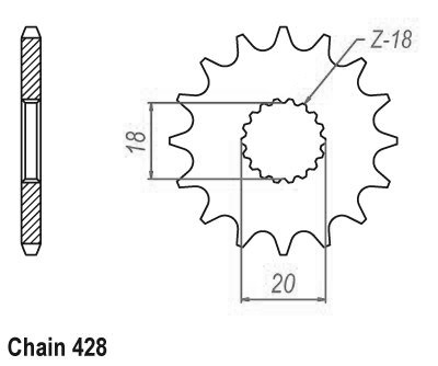 Pignone tt Suzuki - 428 - 15 denti - Made in Germania