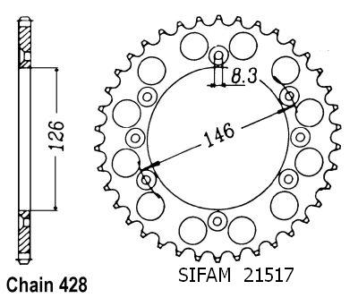Corona in Acciaio TT Suzuki - 428 - 50 denti - simile JTR805 - Made in Germania