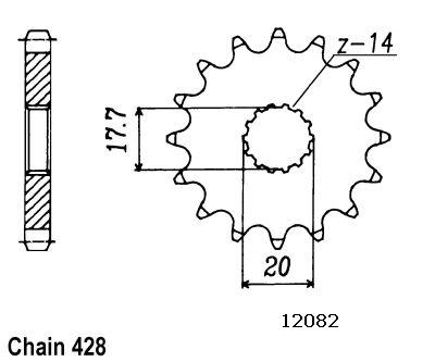 Pignone tt Yamaha - 428 - 16 denti - Made in Germania