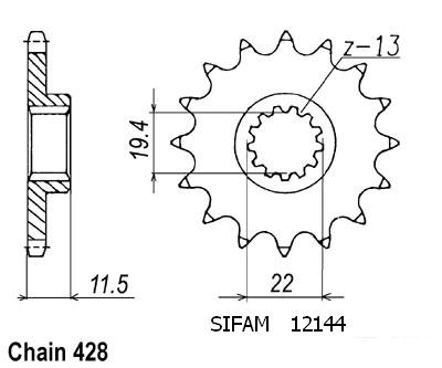 Pignone tt Suzuki - 428 - 14 denti - simile JTF409 - Made in Germania