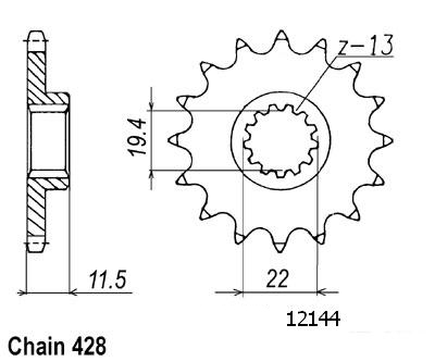 Pignone tt Suzuki - 428 - 16 denti - simile JTF409 - Made in Germania