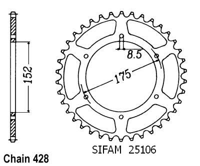 Corona Acciaio TT Yamaha - 428 - 55 Denti - Made in Germania