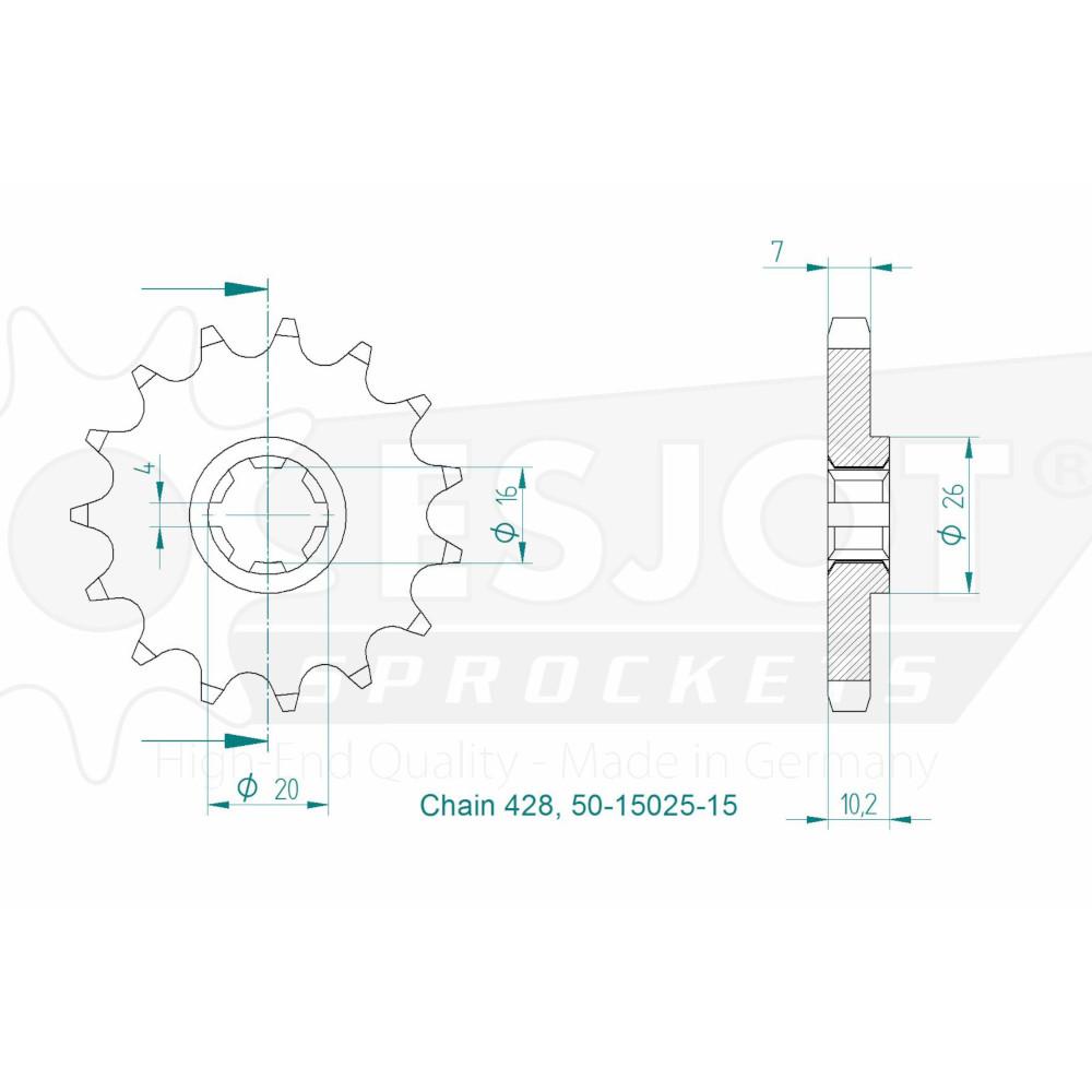 Pignone Sachs -Suzuki - 428 - 15 denti - simile JTF410 - Made in Germania