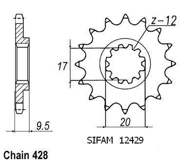 Pignone TT KTM - 428 - 13 denti - Made in Germania