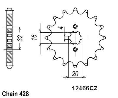 Pignone TT beta -yamaha - 428 - 14 denti - simile JTF1550 - Made in Germania