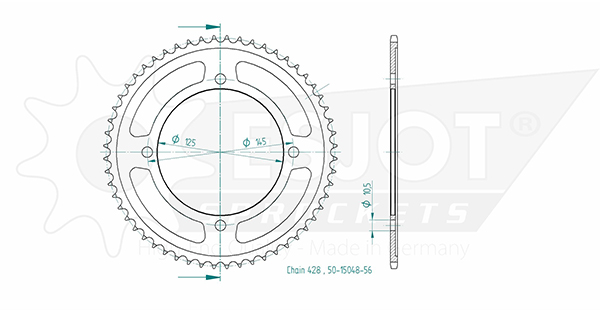 Corona Yamaha - 428 - 56 Denti - simile JTR1874 - Made in Germania