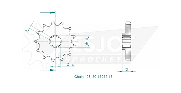 Pignone Aprilia - 428 - 13 denti - Made in Germania