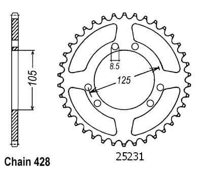 Corona Derbi -yamaha - 428 - 50 denti - simile JTR1134 - Made in Germania