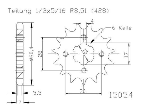 Pignone Kawasaki -Suzuki - 428 - 14 denti - Made in Germania