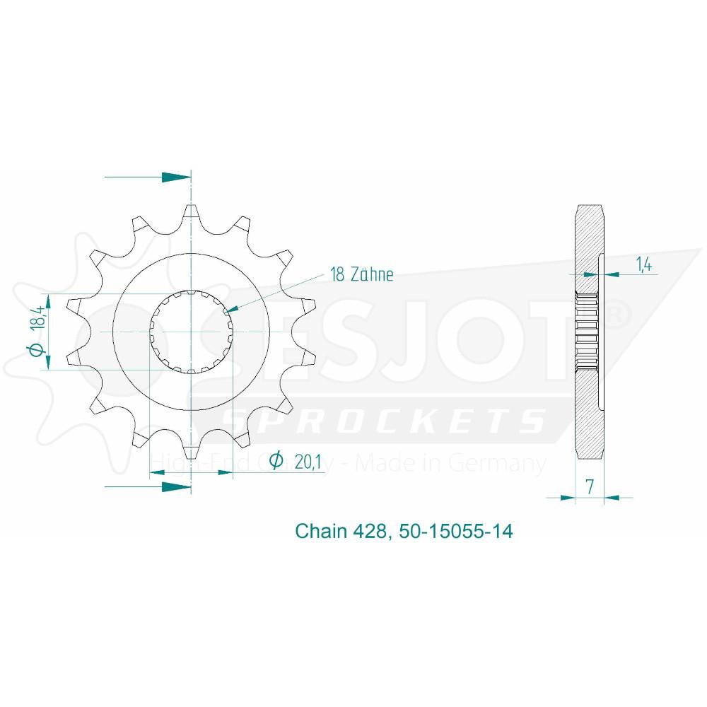 Pignone 14 Denti - Passo 428 - Simile JTF785