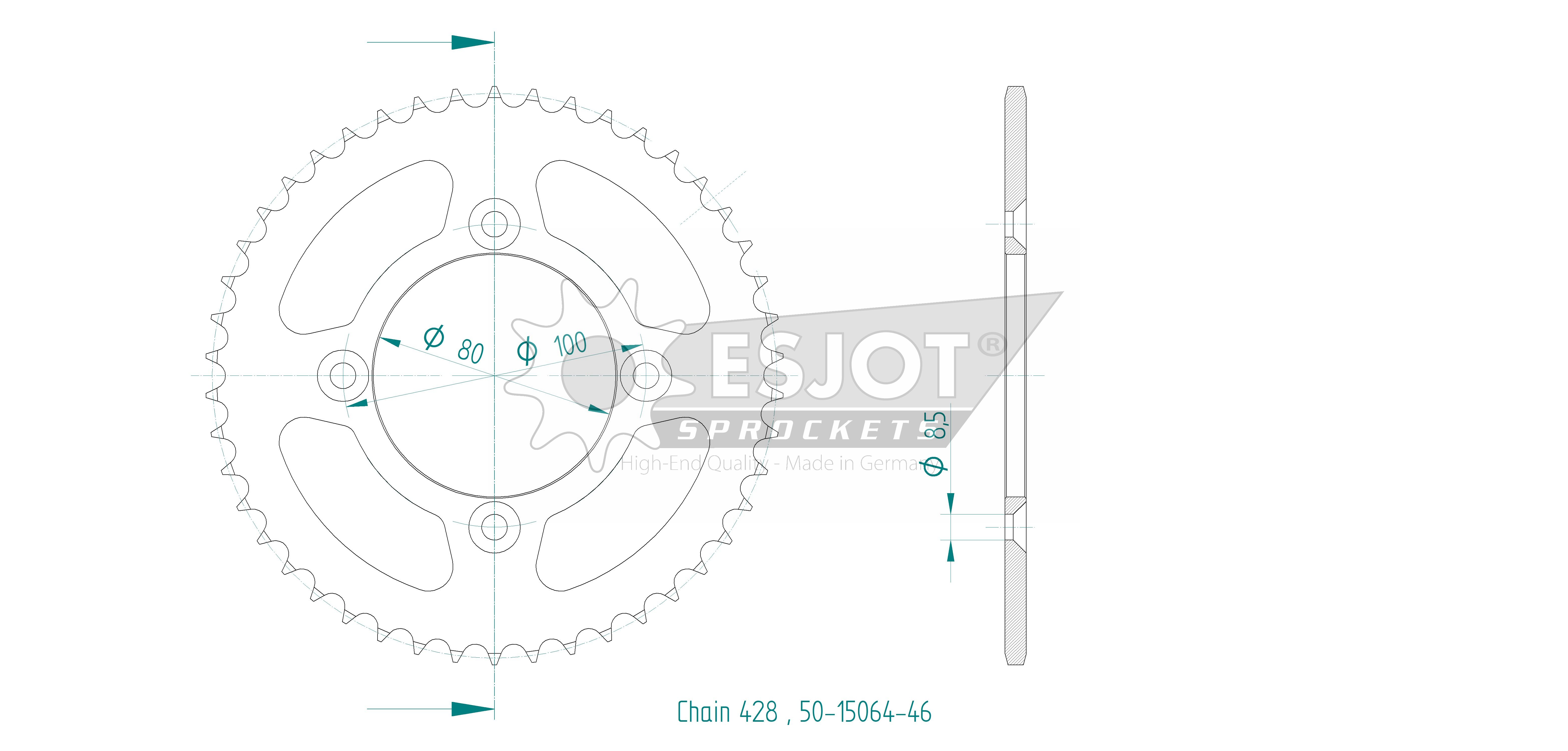 Corona in Acciaio 46 Denti - Passo 428 - Simile a JTR1204