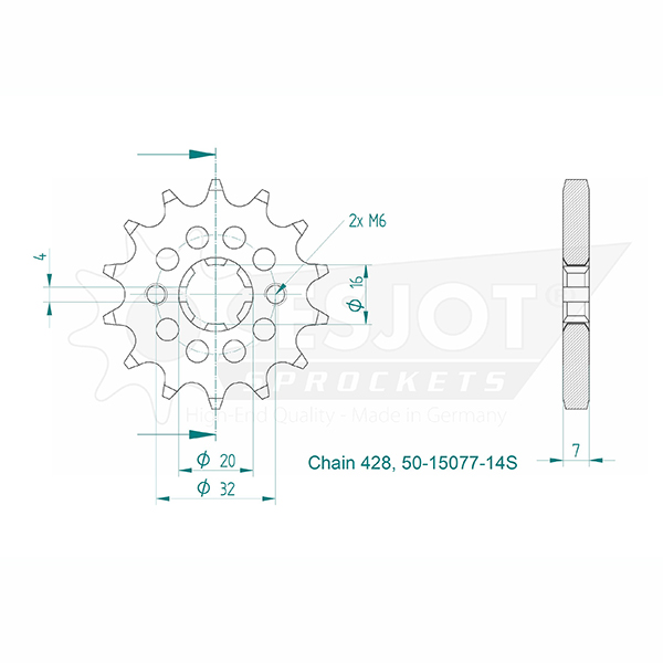 Esjot - Pignone - 428 - 14 denti Made in Germania