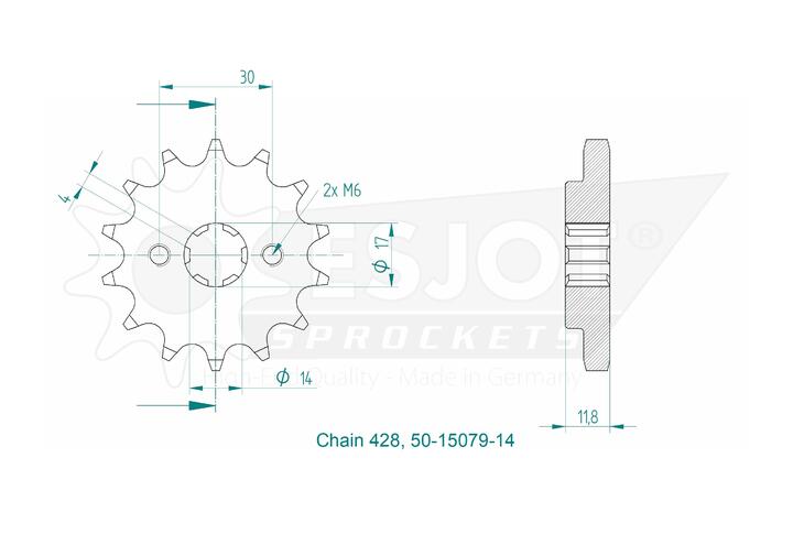 Esjot - Pignone - 428 - 14 denti Made in Germany