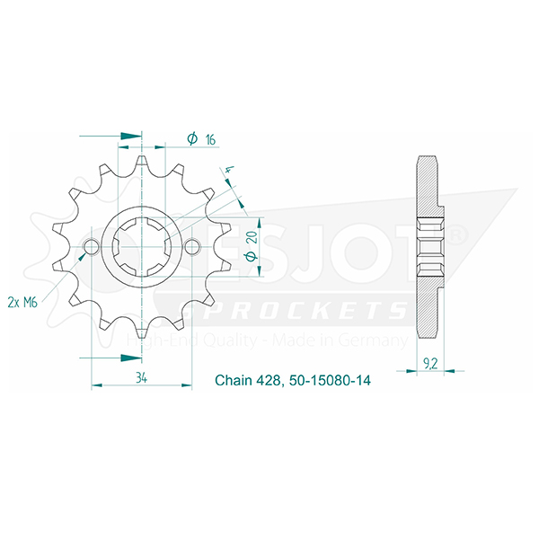 Esjot - Pignone - 428 - 14 denti Made in Germania