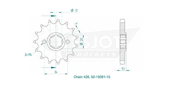 Esjot - Pignone - 428 - 15 denti Made in Germania