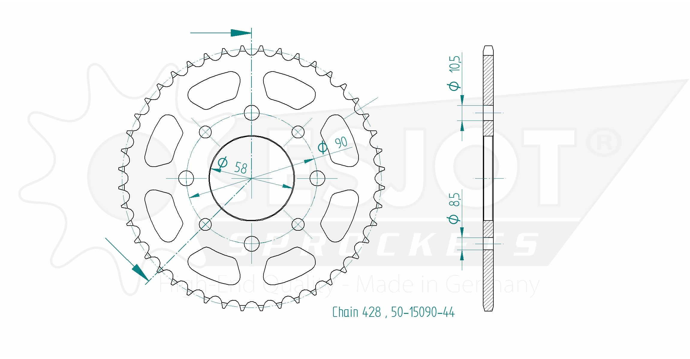 Corona Honda - 428 - 44 denti - Made in Germania