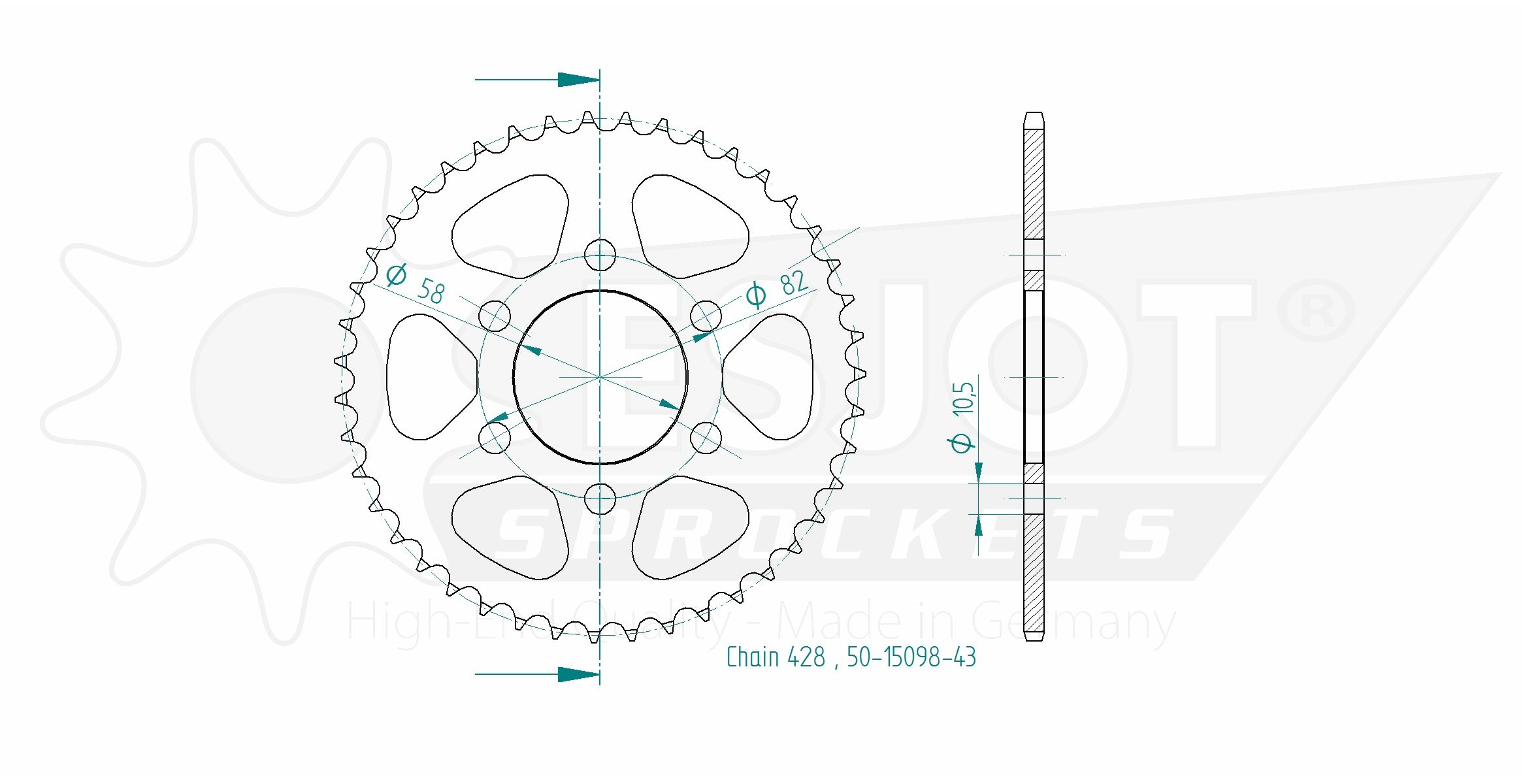 Corona in Acciaio 43 Denti - Passo 428 - Simile a JTR1010