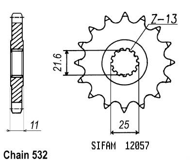 Pignone Yamaha - 532 - 17 denti - simile JTF584 - Made in Germania