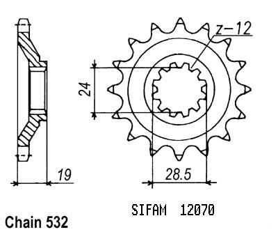 Kawasaki Gable - 532 - 17 denti - simile JTF525 - Made in Germania