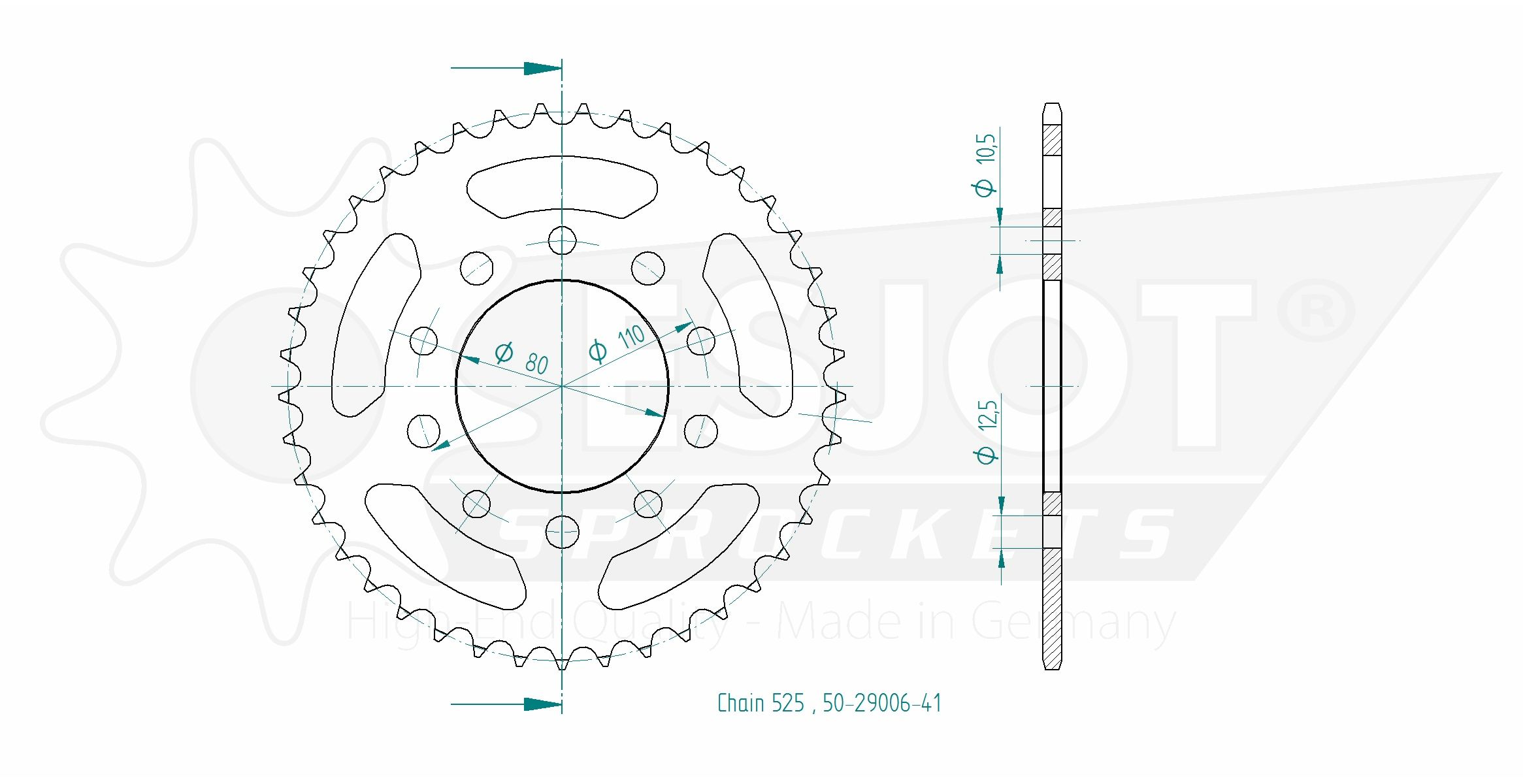 Honda Steel Crown - 525 - 41 denti - Made in Germania