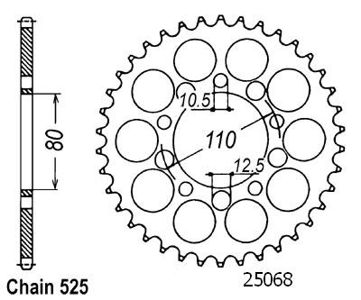 Honda Steel Crown - 525 - 44 Denti - simile JTR1332 - Made in Germania