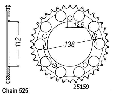 Honda Steel Crown - 525 - 44 Denti - simile JTR1304 - Made in Germania