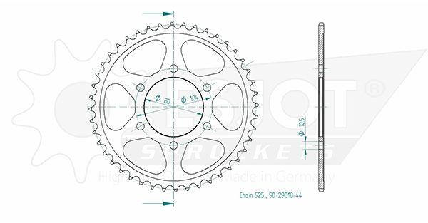 Kawasaki Steel Crown - 525 - 43 Denti - simile JTR1489 - Made in Germania