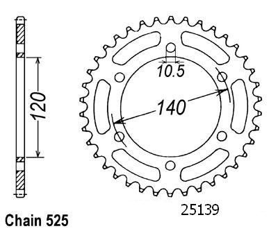 Kawasaki Steel Crown - 525 - 39 denti - simile JTR498 - Made in Germania