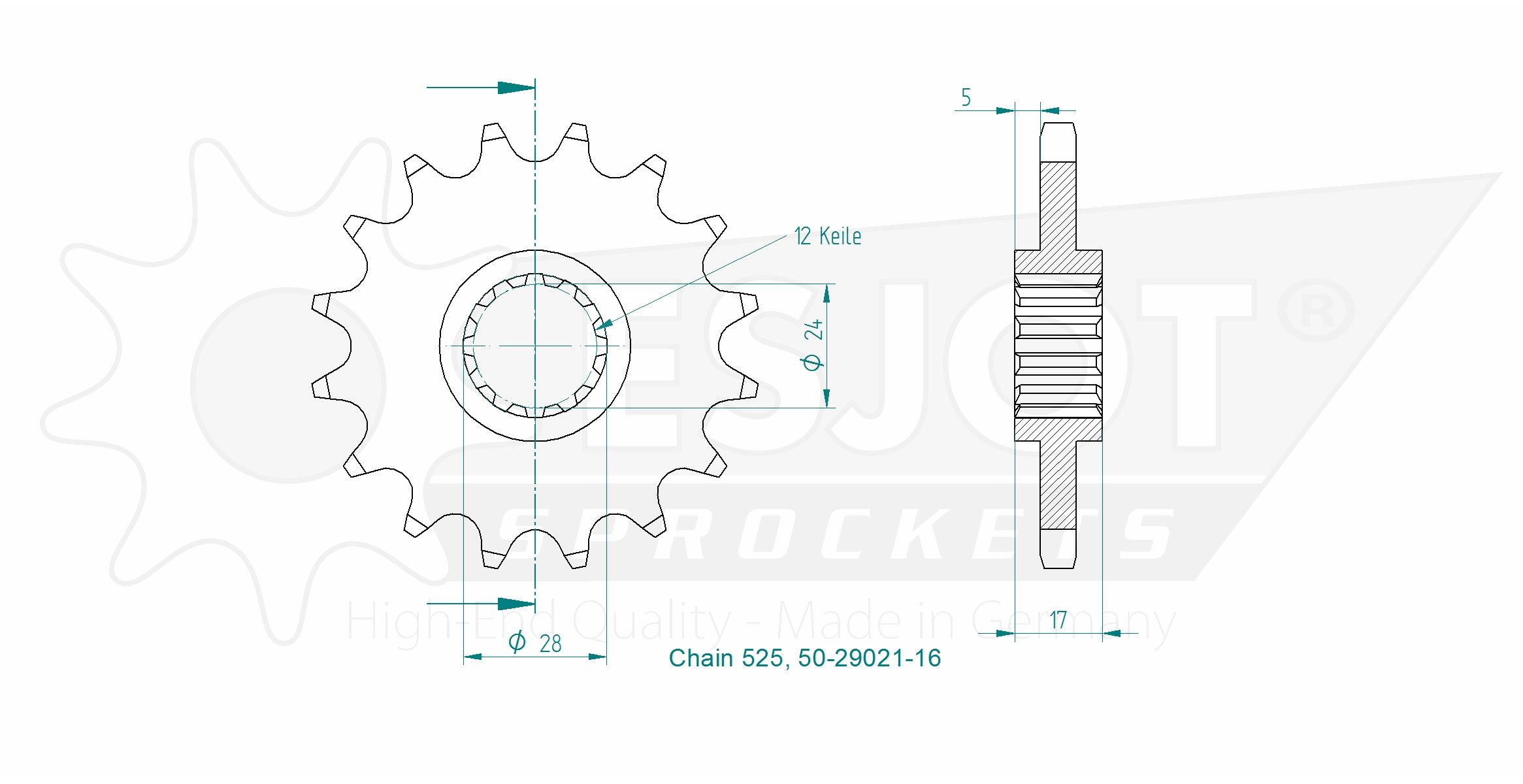 Pignone - 525 - 16 denti - Made in Germania