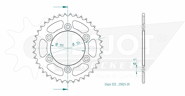 Ducati Steel Crown - 525 - 39 Denti - simile JTR745 - Made in Germania