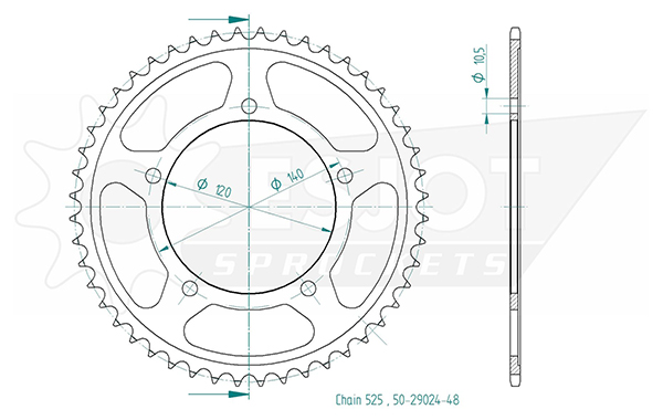 Suzuki Steel Crown - 525 - 48 Denti - simile JTR1792 - Made in Germania