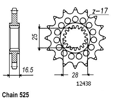 KTM Gable - 525 - 17 Denti - Simile JTF1904 - Made in Germania