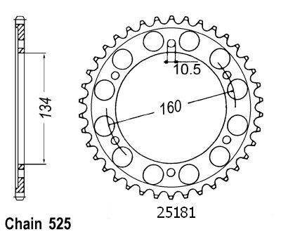 Honda Steel Crown - 525 - 42 Denti - simile JTR1307 - Made in Germania