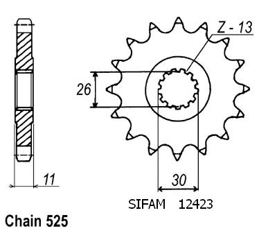 Pignone - 525 - 15 denti - Made in Germania