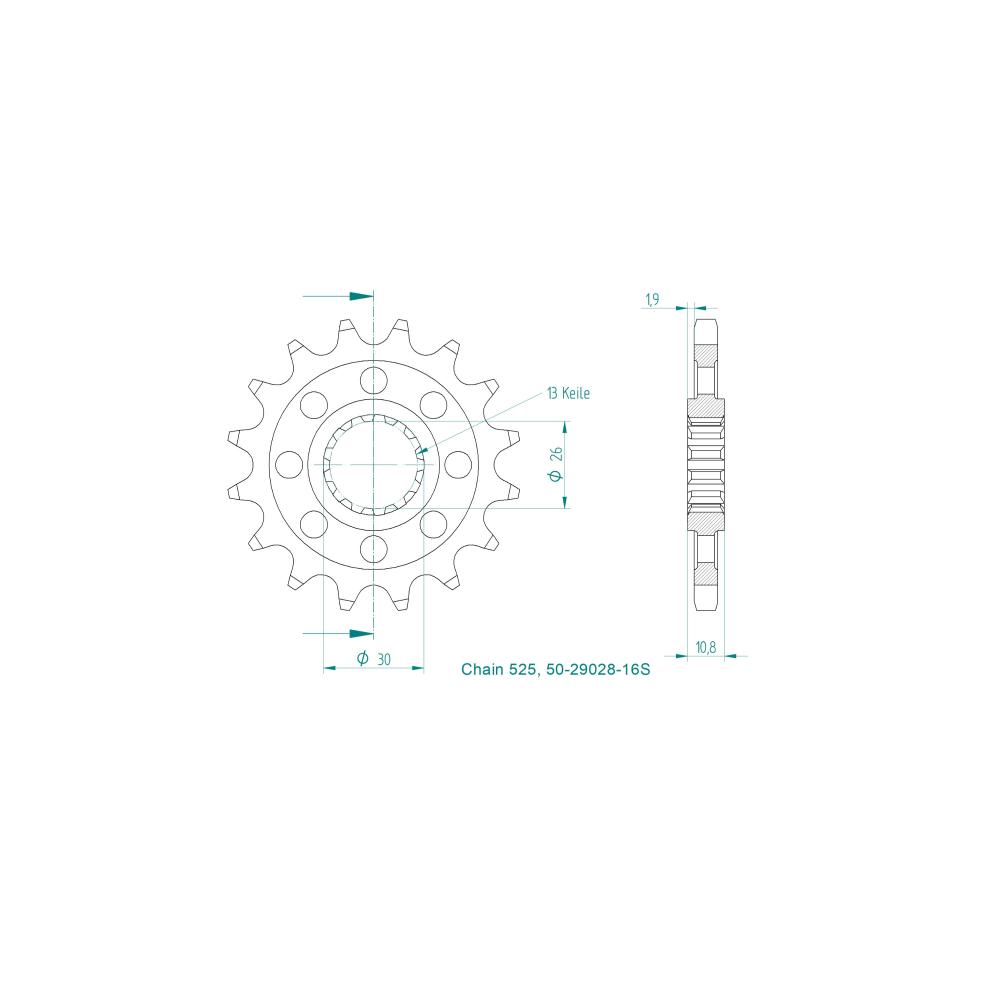 Pignone Ultralight 16 Denti - Passo 525 - Simile JTF1591