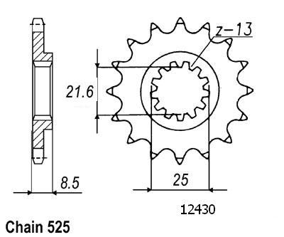 Kawasaki Gable - 525 - 17 denti - simile JTF1537 - Made in Germania
