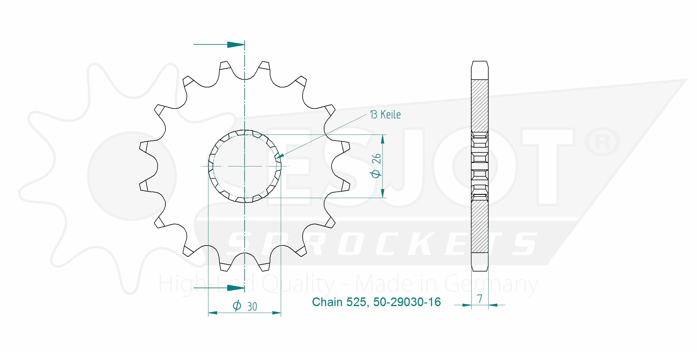 Pignone - 525 - 16 denti - Made in Germania