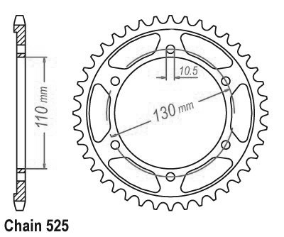 Suzuki -yamaha in acciaio corona - 525 - 43 denti - simile JTR1876 - Made in Germania