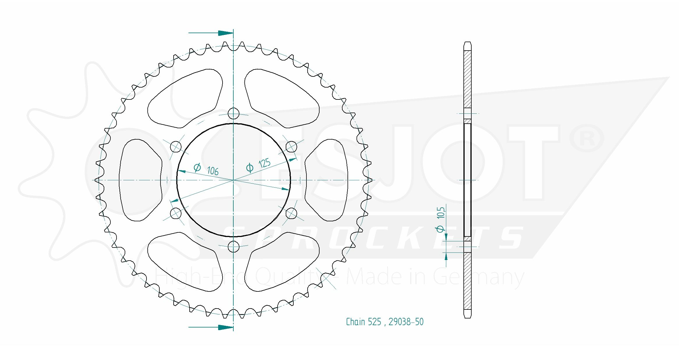 Triumph Steel Crown - 525 - 50 denti - simile JTR2014 - Made in Germania