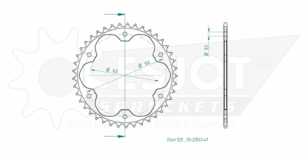BMW Steel Crown - fori 8,5 mm - 525 - 41 denti - Made in Germania