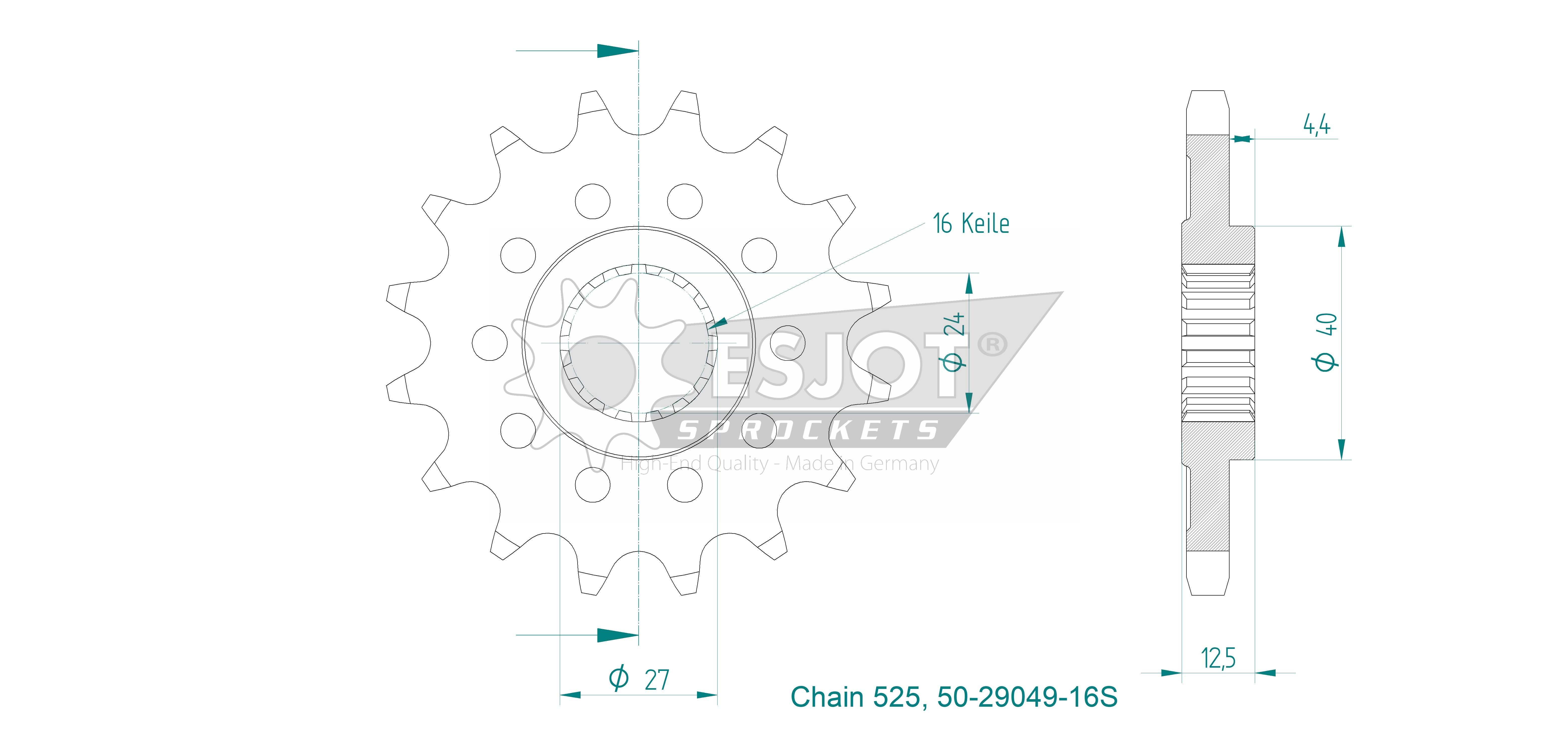 Suzuki Gable leggero - 525 - 16 denti - Made in Germania