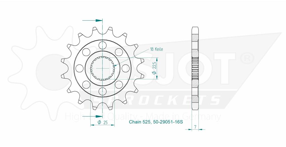 Triumph Gable leggero - 525 - 16 denti - Made in Germania